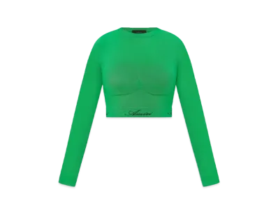 AMIRI Seamless L/S Mock Neck Top "Fern Green"