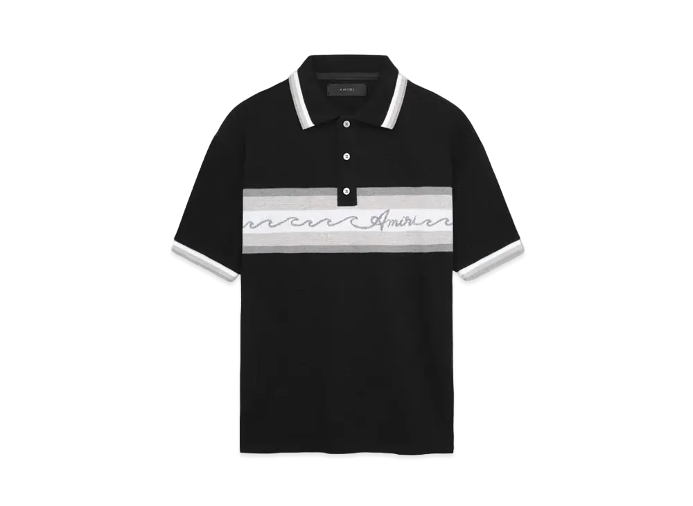 AMIRI Wave Baja Stripe Polo "Black"