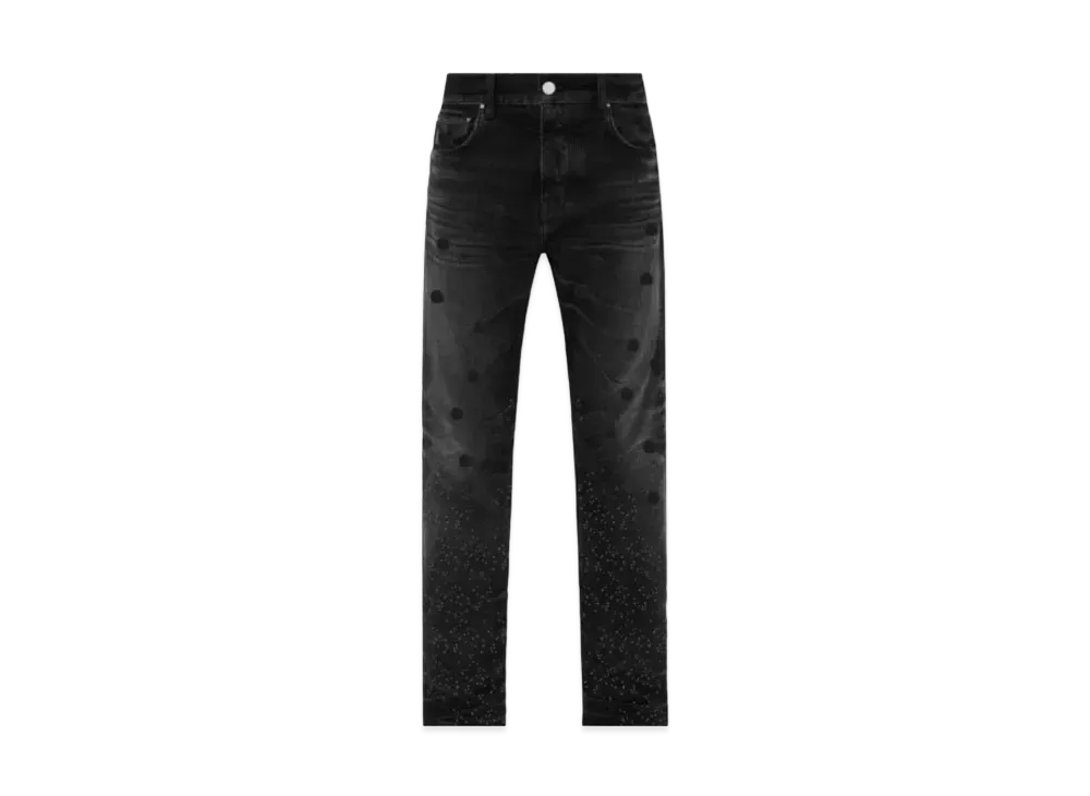 AMIRI Floral Crystal Straight Jean "Faded Black"