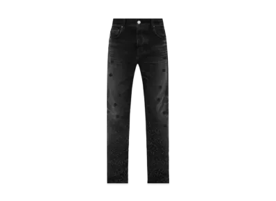 AMIRI Floral Crystal Straight Jean "Faded Black"