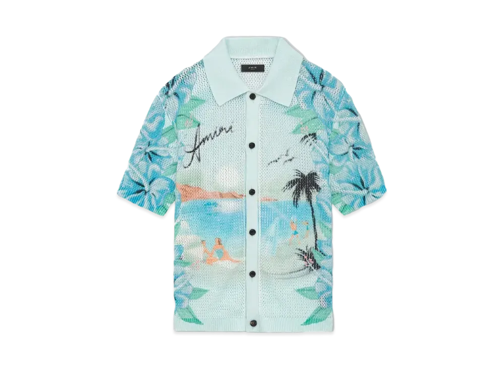 AMIRI Paradise Crochet Polo "Cerulean"