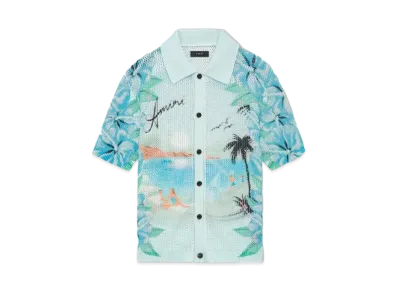 AMIRI Paradise Crochet Polo "Cerulean"