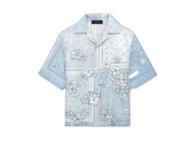 AMIRI Bandana Floral Bowling Shirt "Cerulean"