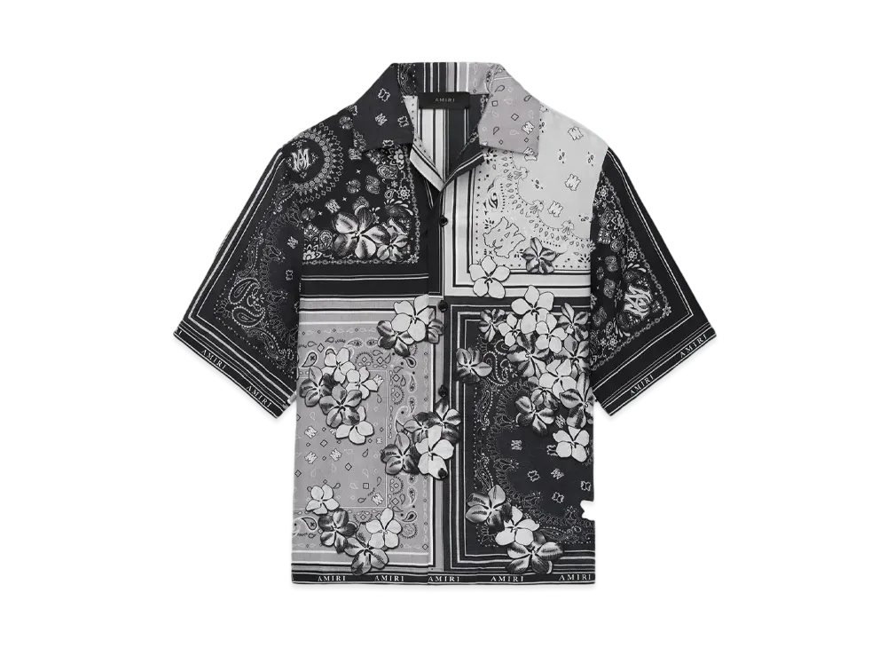AMIRI Bandana Floral Bowling Shirt "Black"