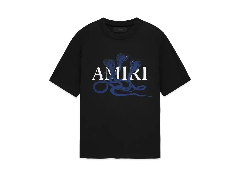 AMIRI Glitter Poison Logo Skater Tee "Black Blue"
