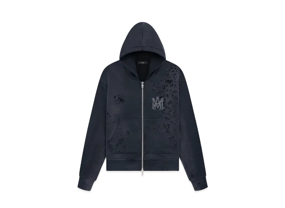 AMIRI MA Logo Shotgun Zip Hoodie "Faded Black"