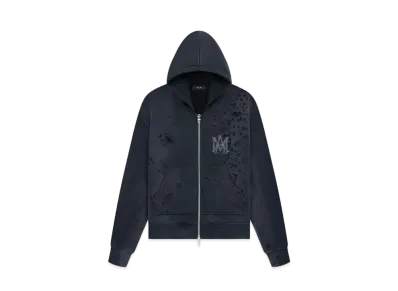 AMIRI MA Logo Shotgun Zip Hoodie "Faded Black"