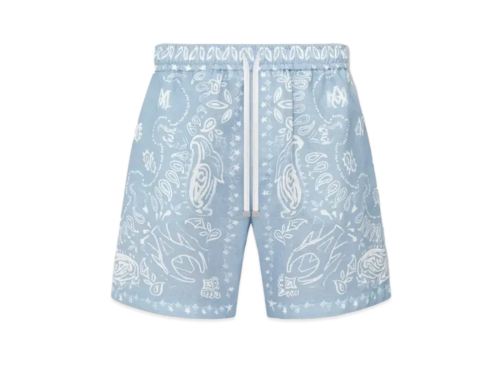 AMIRI Bandana Watercolor Short "Cerulean"