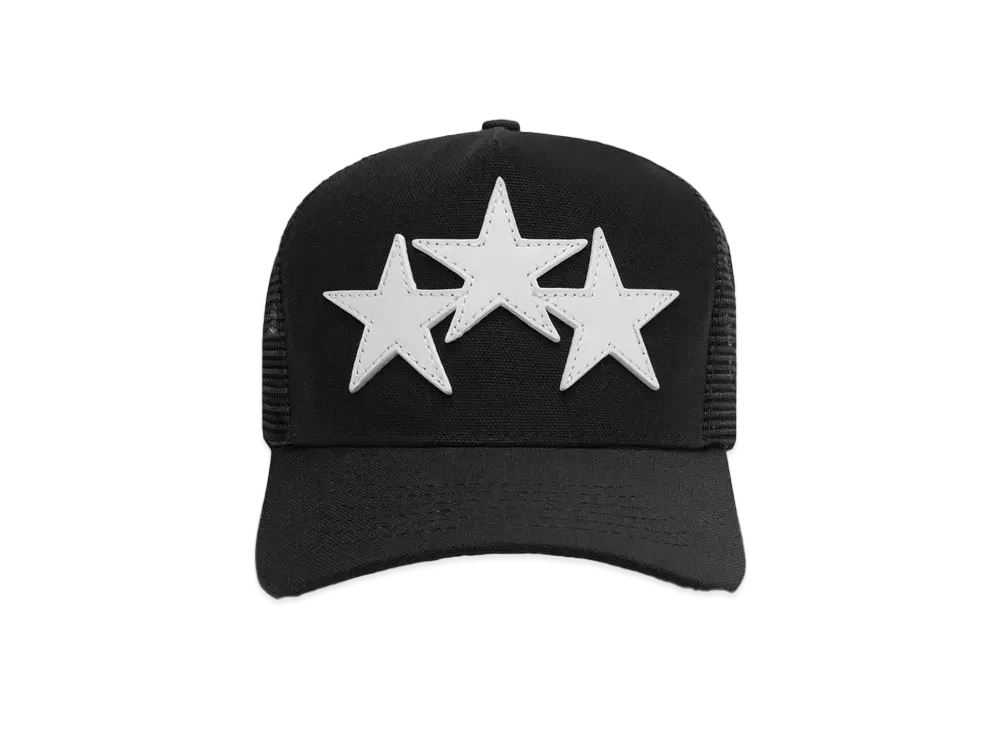 AMIRI 3 Star Trucker Hat "Black/White"