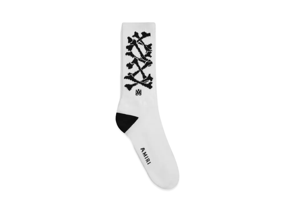 AMIRI Bones Stacked Socks "White/Black"