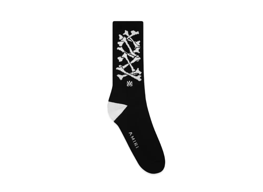 AMIRI Bones Stacked Socks "Black/White"