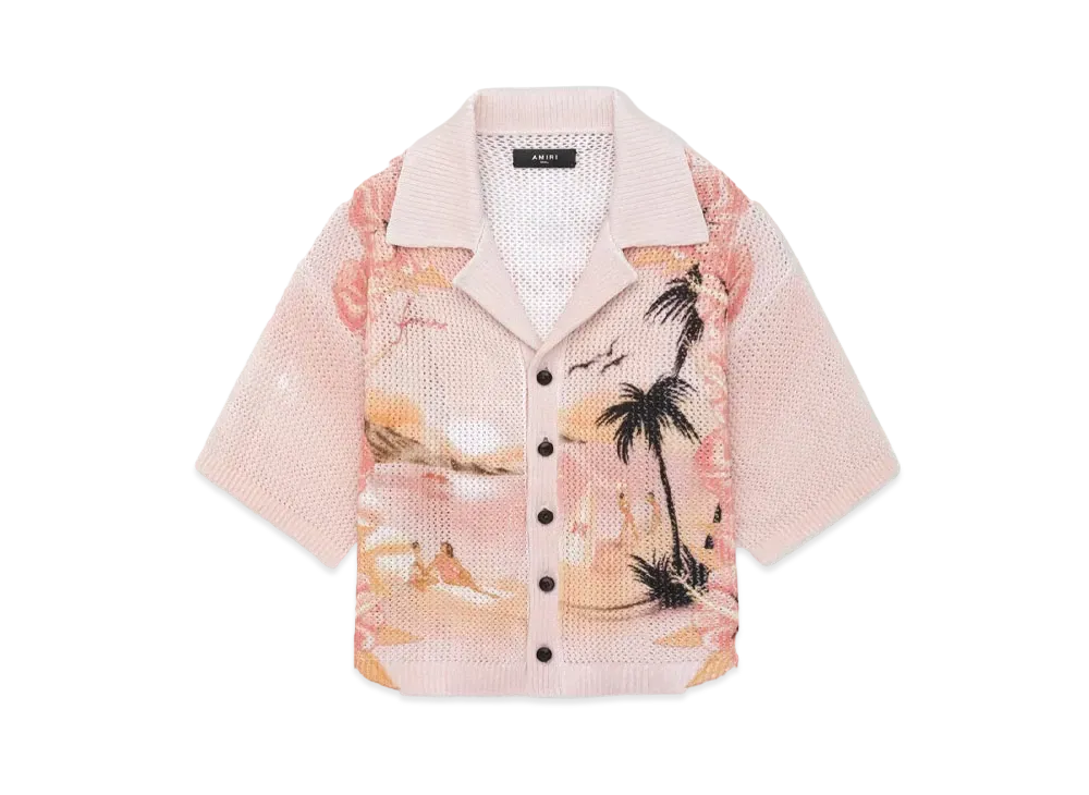 AMIRI Women's Paradise Crochet Polo "Rose Water"