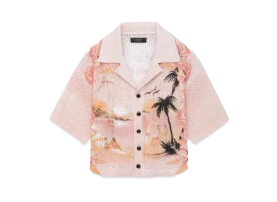 AMIRI Women's Paradise Crochet Polo "Rose Water"