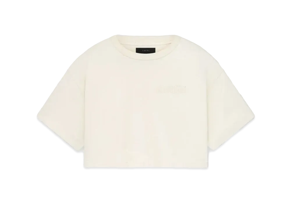 AMIRI Women's Embroidered Cropped Tee "Alabaster"
