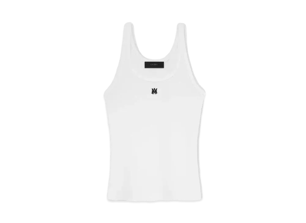 AMIRI Women's MA Embroidered Ribbed Tank "White"