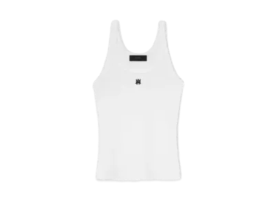 AMIRI Women's MA Embroidered Ribbed Tank "White"