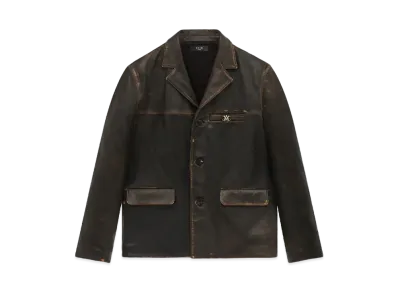 AMIRI Tumbled Leather Single Breasted Jacket "Dark Brown"