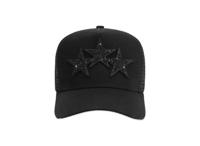 AMIRI Crystal 3 Star Trucker Hat "Black"