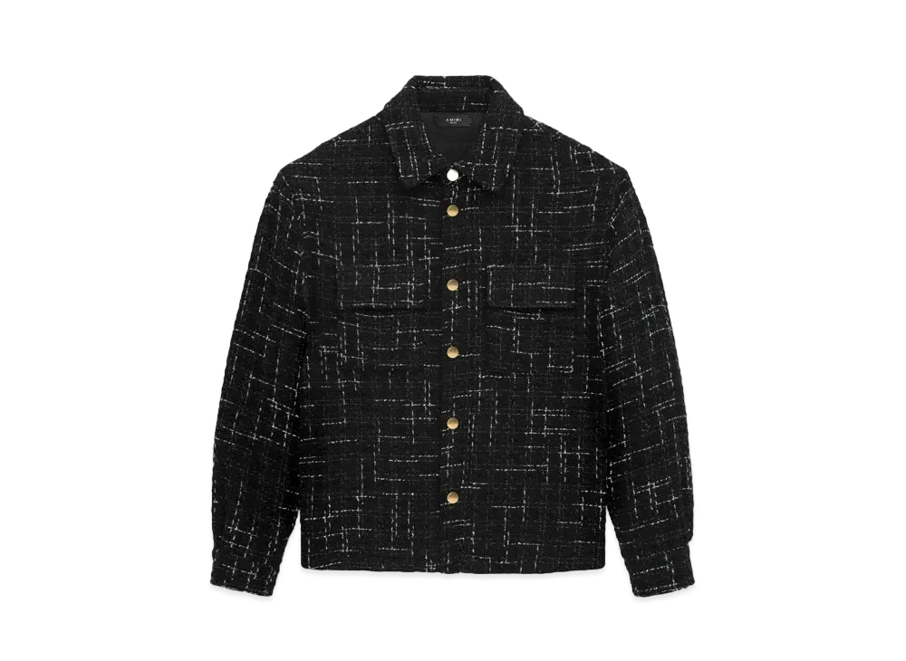 AMIRI Fleck Tweed Padded Overshirt "Black"