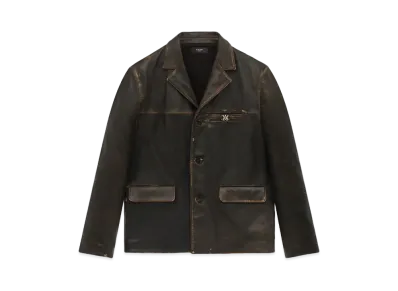 AMIRI Tumbled Leather Single Breasted Jacket "Dark Brown"