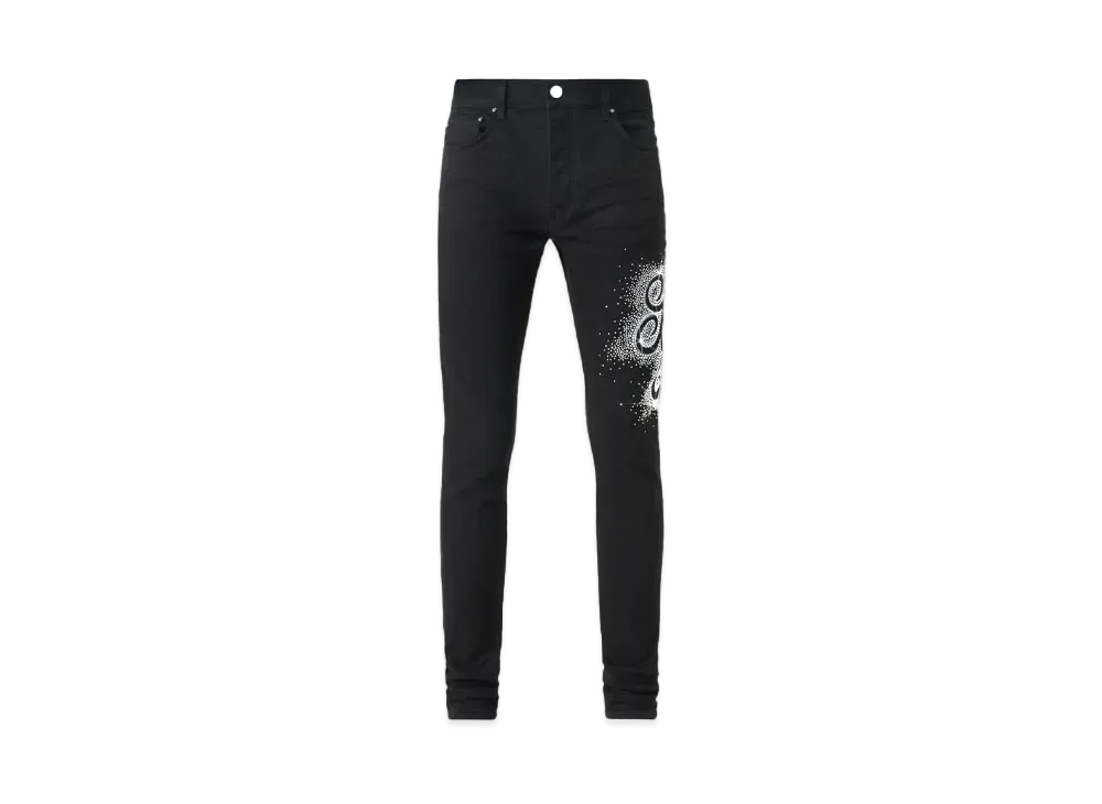 AMIRI MA Swirl Crystal Skinny Jean "Black"