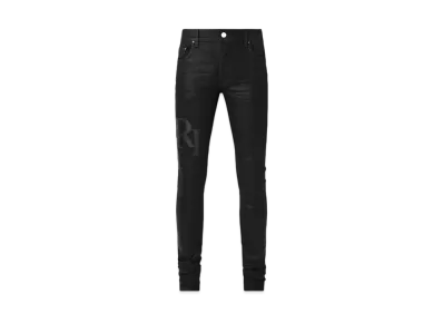 AMIRI Waxed Staggered Logo Skinny Jean "Black"