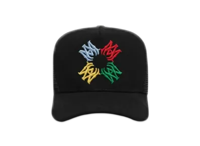 AMIRI Kids' Scribble Ma Quad Trucker Hat "Black"