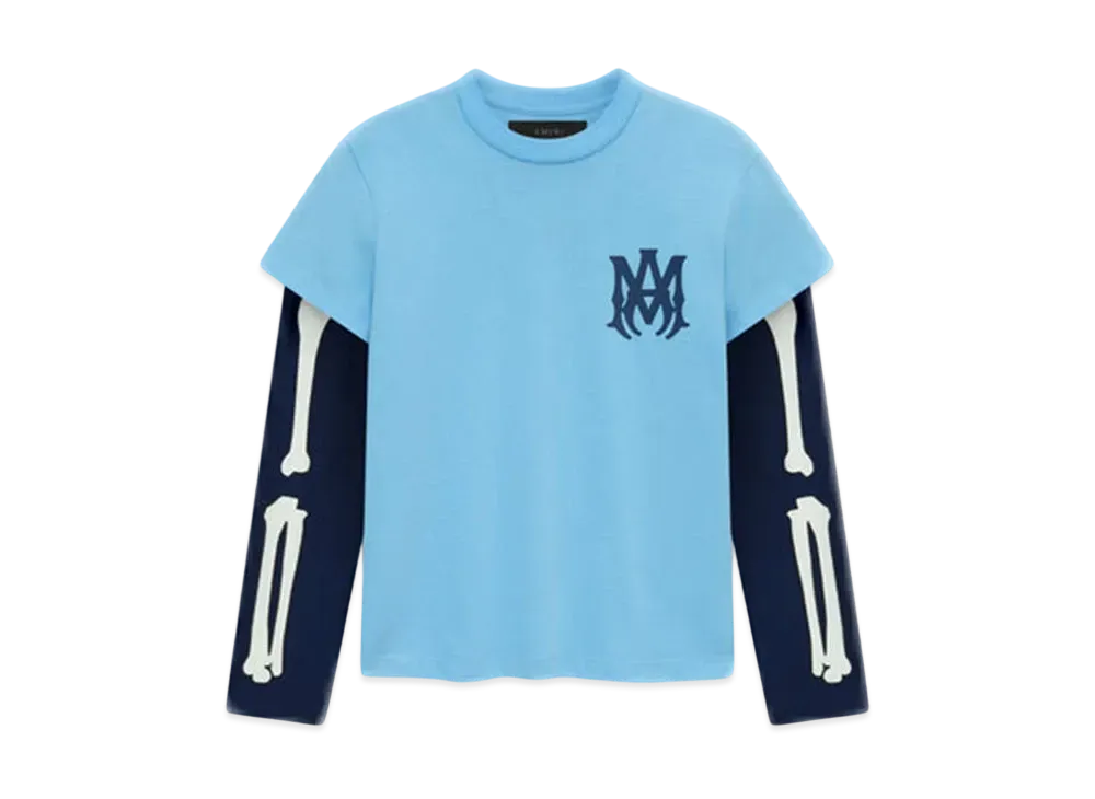AMIRI Kids' Bones Long Sleeve Tee "Pacific Blue"