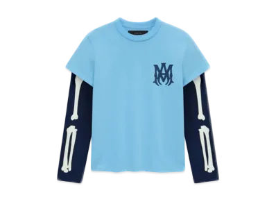 AMIRI Kids' Bones Long Sleeve Tee "Pacific Blue"