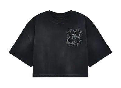 AMIRI Women's Ma Quad Crystal Cropped Tee "Black"