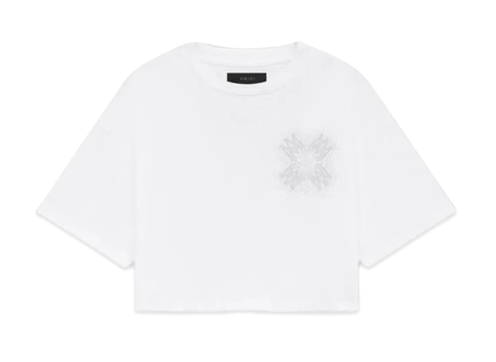 AMIRI Women's Ma Quad Crystal Cropped Tee "White"