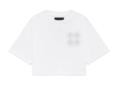 AMIRI Women's Ma Quad Crystal Cropped Tee "White"