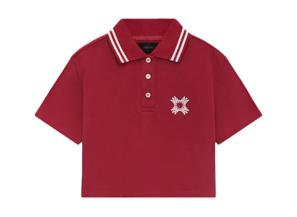 AMIRI Women's Ma Quad Cropped Polo "Deep Red"