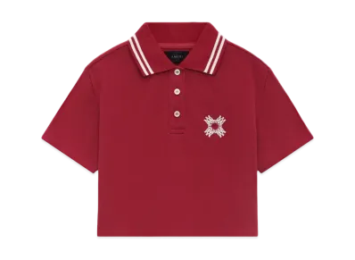 AMIRI Women's Ma Quad Cropped Polo "Deep Red"