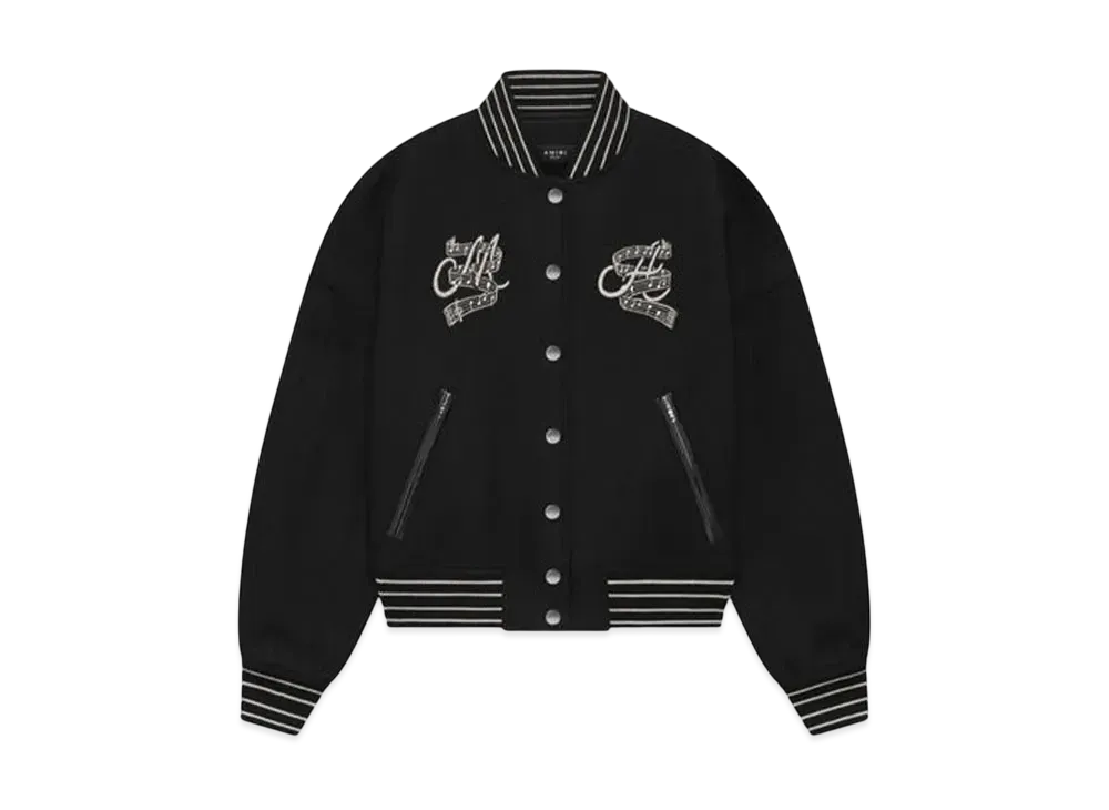 AMIRI Women's Hollywood Club Varsity Jacket "Black"