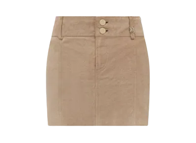 AMIRI Women's Ma Quad Suede Mini Skirt "Camel"