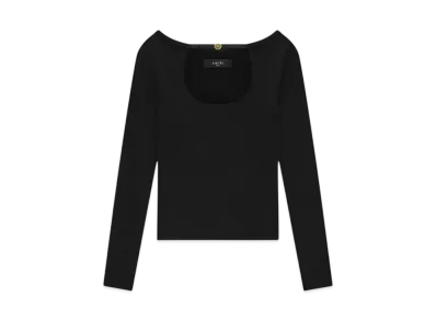 AMIRI Women's Long Sleeve Keyhole Top "Black"