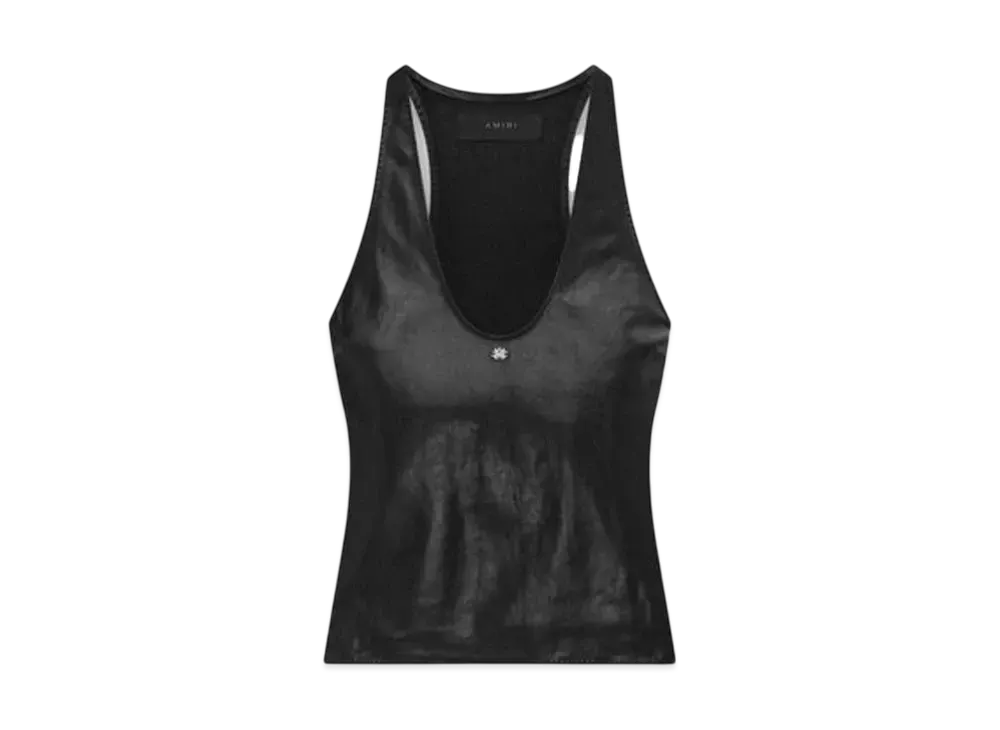 AMIRI Women's Ma Leather Racer Back Tank "Black"