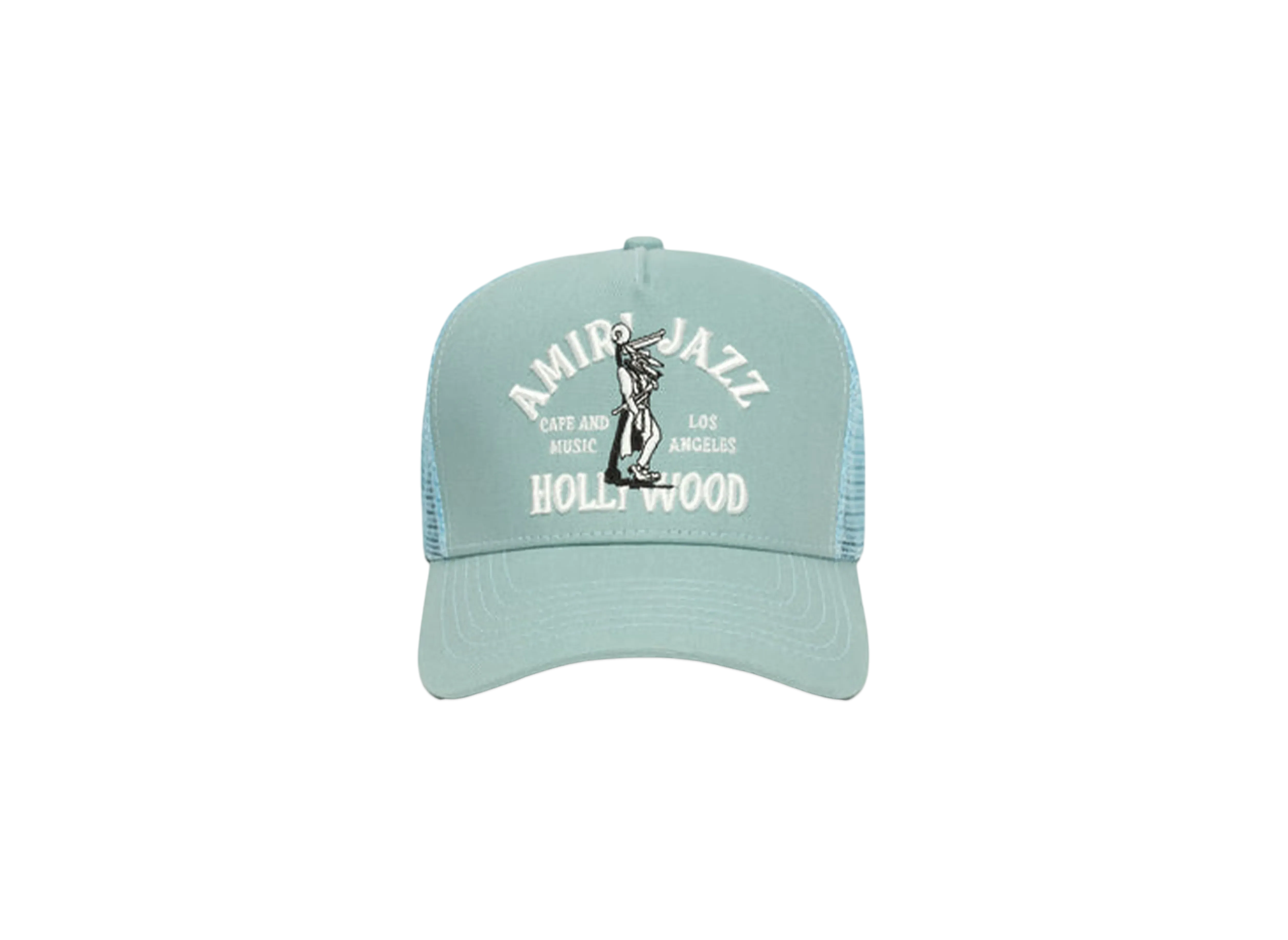 AMIRI Jazz Wolf Trucker Hat "Dusty Blue"