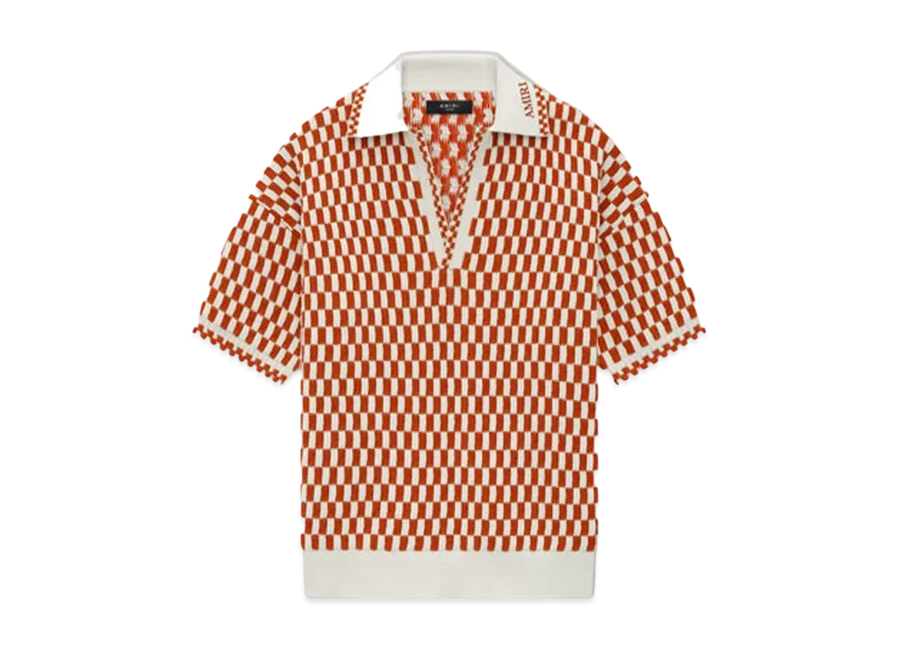 AMIRI Checkered Oversized Polo "Burnt Orange"