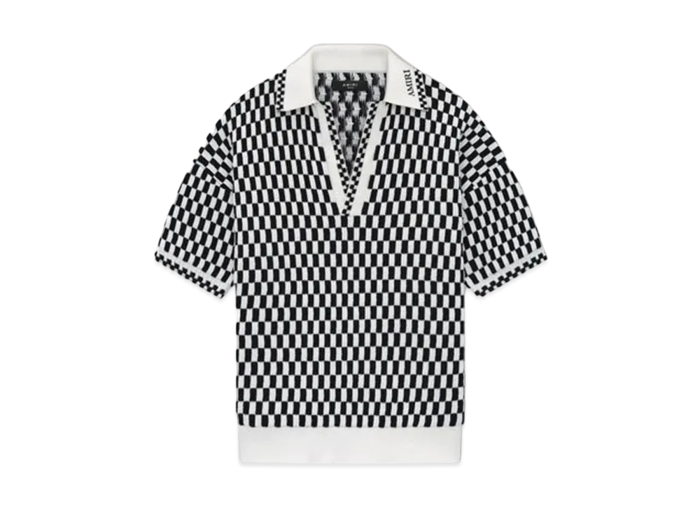 AMIRI Checkered Oversized Polo "Black"