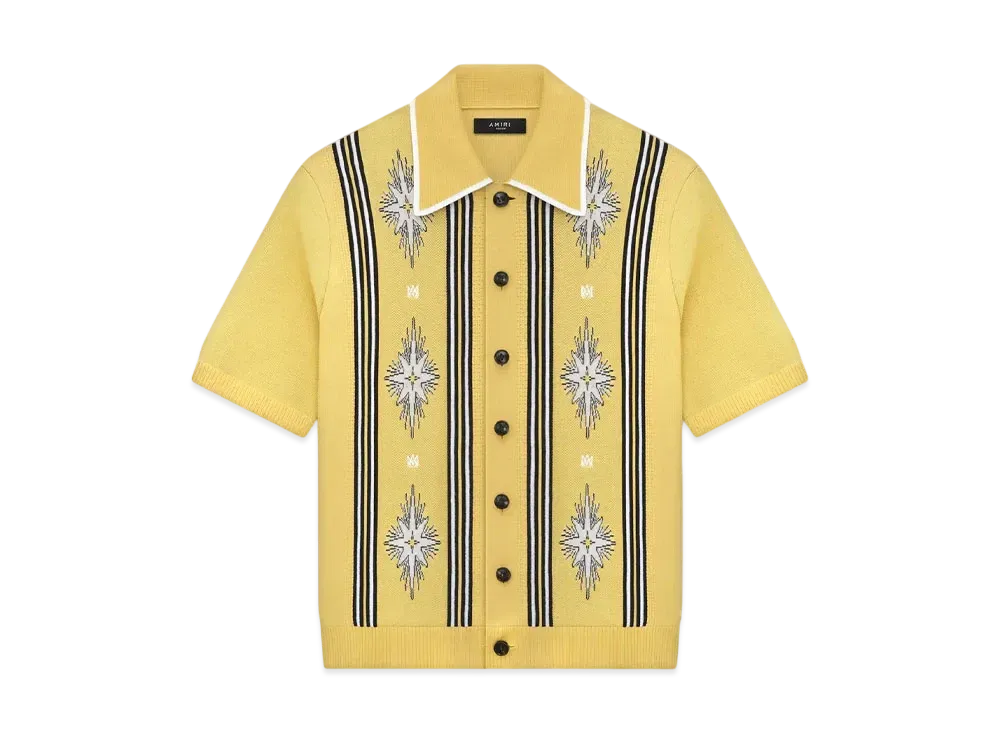 AMIRI Starburst Button Down Polo "Champagne"