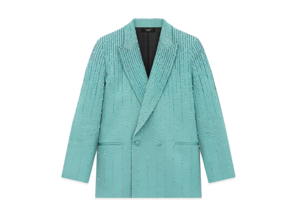 AMIRI Crystal Stripe Double-Breasted Blazer "Marine"