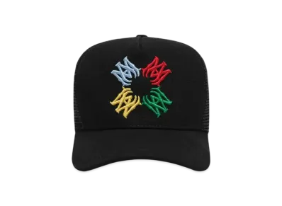 AMIRI Kids' Scribble Ma Quad Trucker Hat "Black"