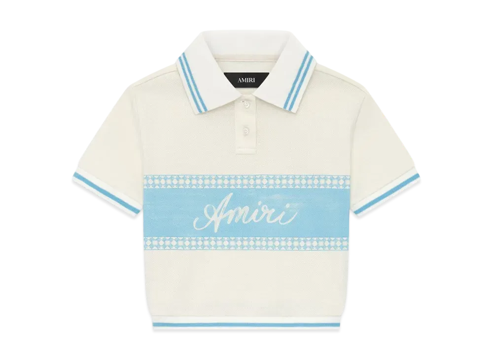 AMIRI Women's Amiri Box Script Cropped Polo "Ice Blue"