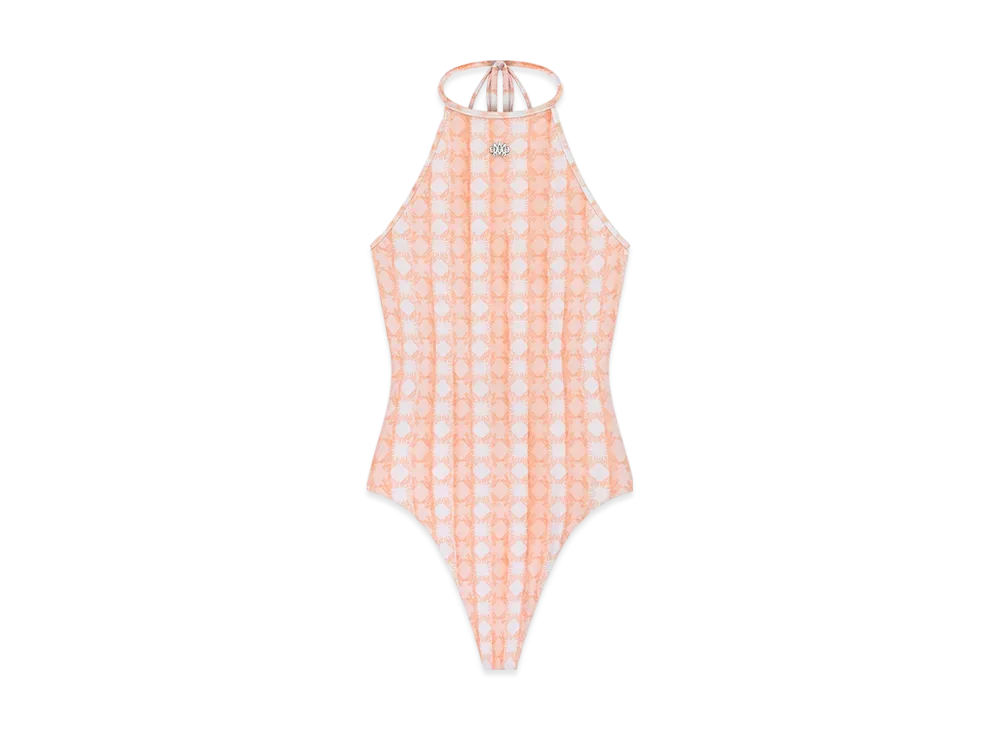 AMIRI Women's MA Quad Halter Neck One Piece "Malibu Peach"