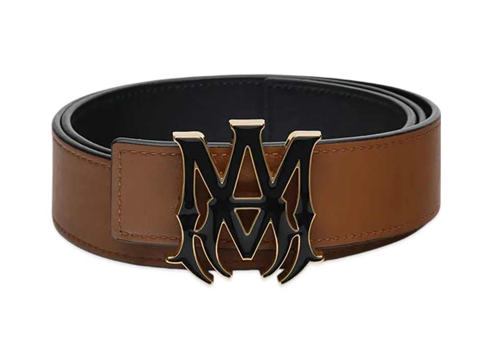 AMIRI MA 4cm Enamel Belt "Black Brown"