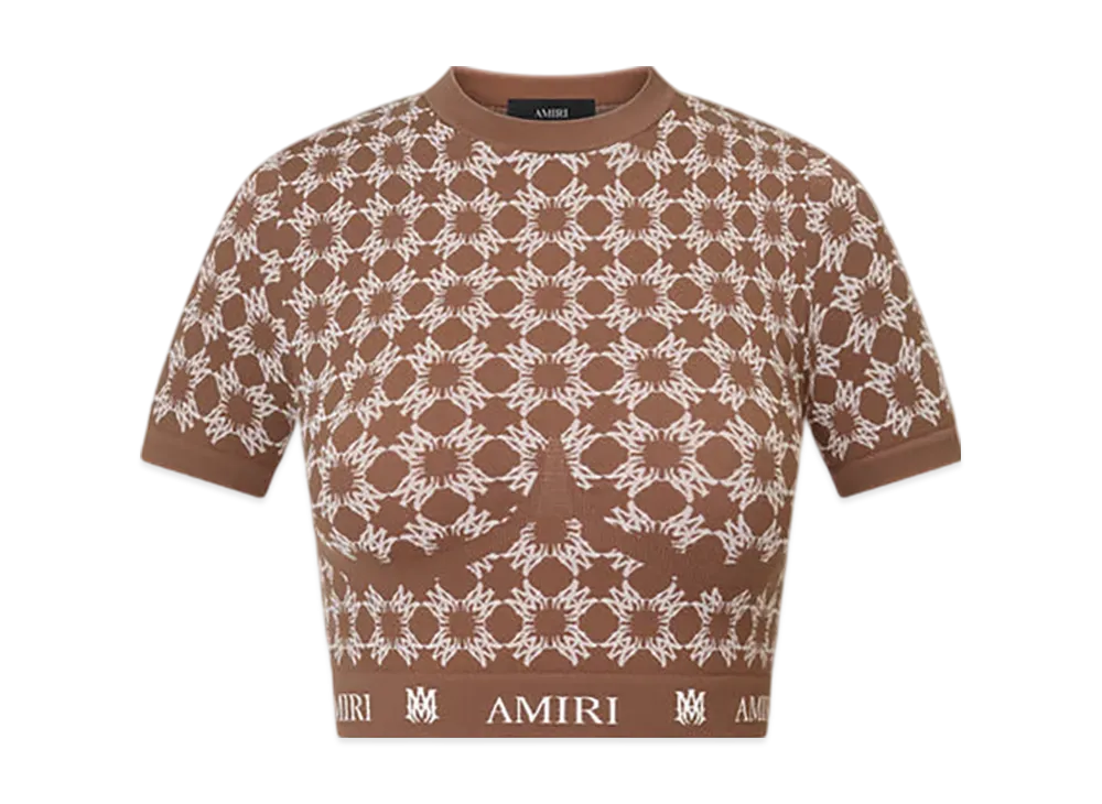 AMIRI Women's MA Quad Seamless Short Sleeve Top "Chocolate"