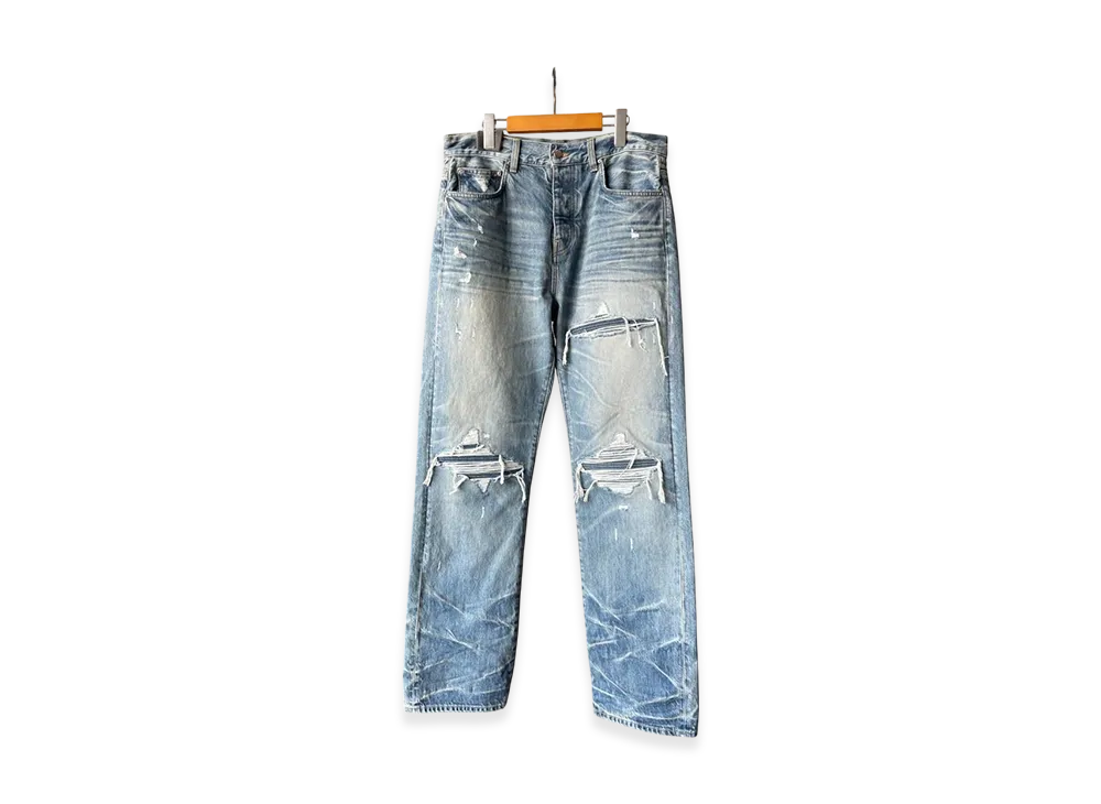 AMIRI Pleated Denim Straight MX1 Jean "Honey Comb Indigo"