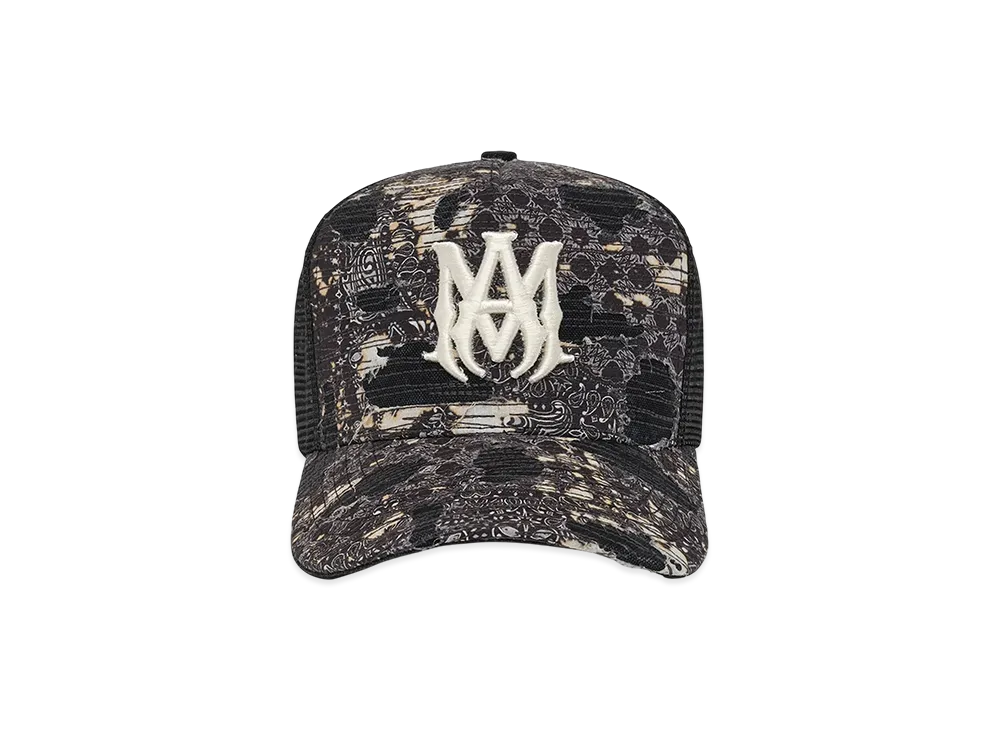 AMIRI Bandana Repair Trucker Hat "Black"